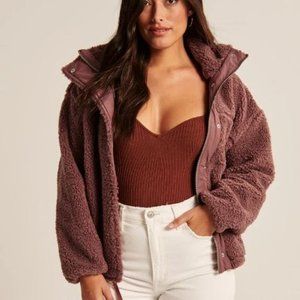 Abercrombie & Fitch Cinched Cocoon Sherpa Mauve XS